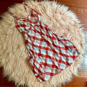 Roxy Plaid Pocket Mini Dress 4th Of July Red White Blue